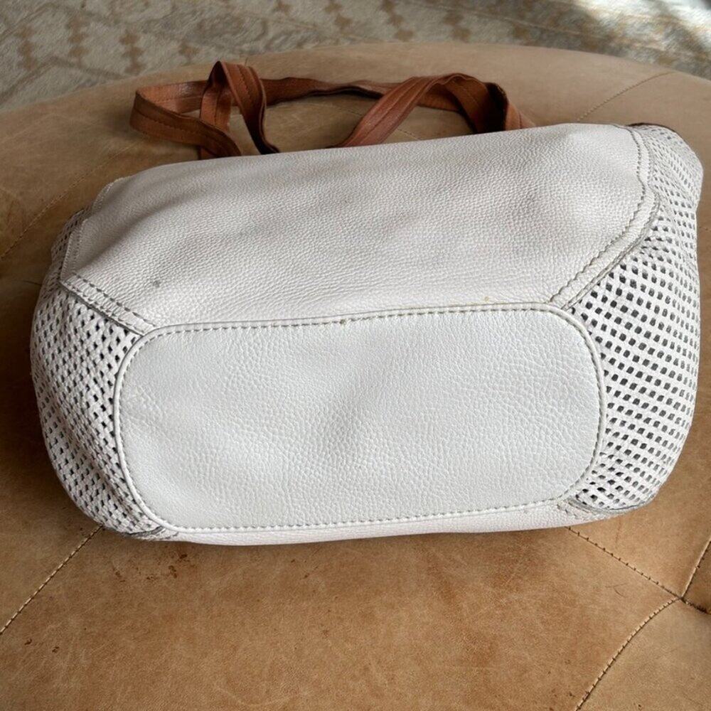 Boho Resort Genuine Leather Slouchy Tote Hobo Bag Tassle White - Picture 13 of 16